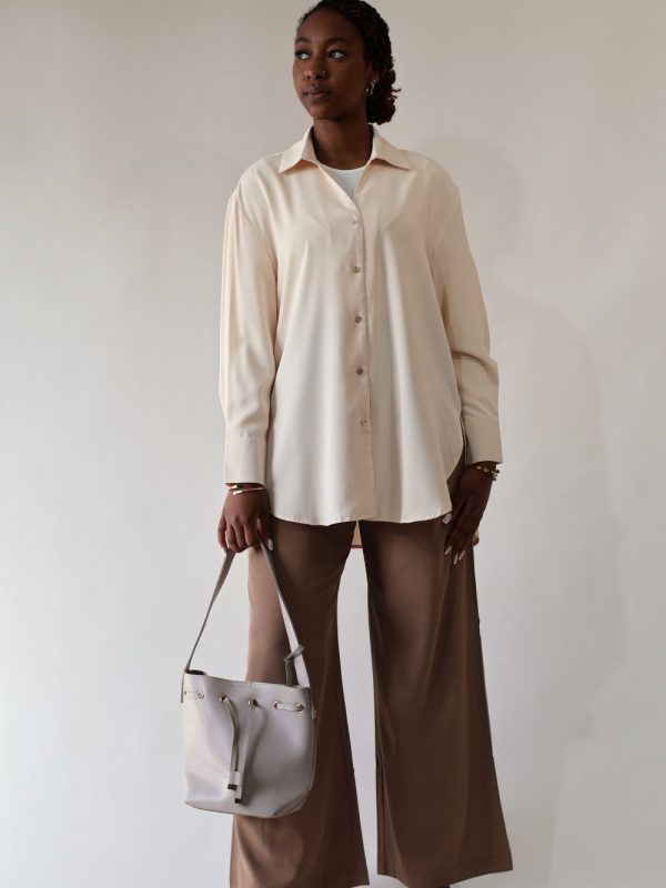 chemise femme rose poudré fluide longue Athena Seylina