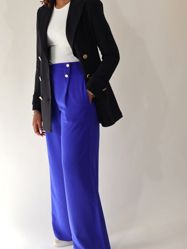 pantalon palazzo femme bleu roi fluide modèle Maria Seylina