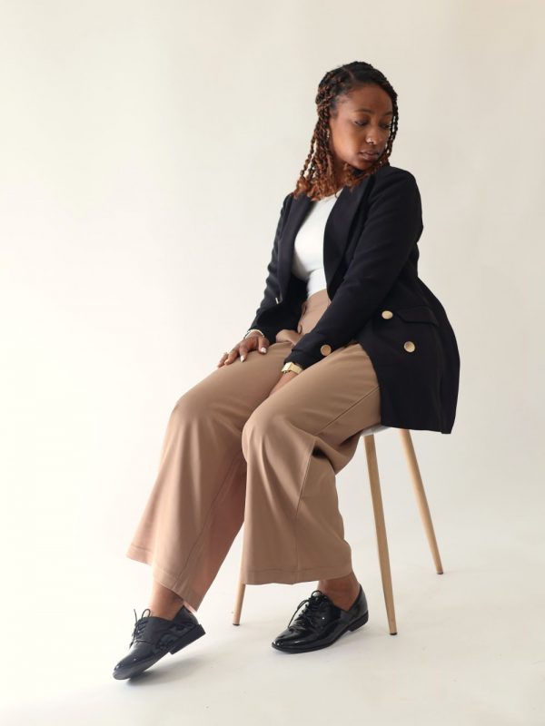 Pantalon palazzo taupe femme fluide modèle Sienna Seylina