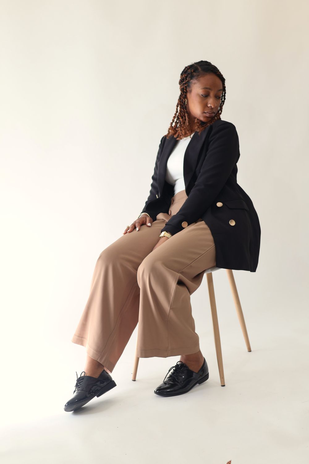 Pantalon palazzo taupe femme fluide modèle Sienna Seylina