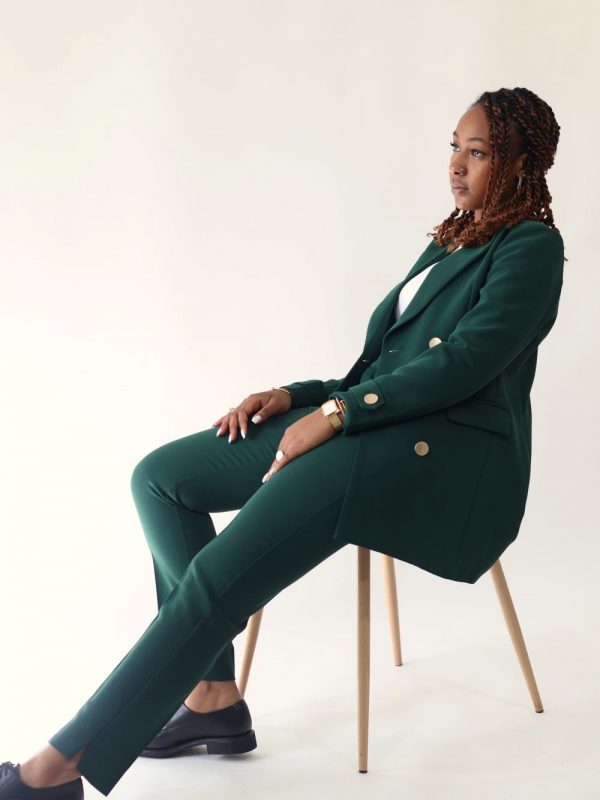 Pantalon Vert Droit Femme - Modèle Oriane