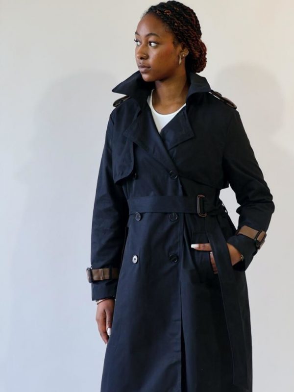Trench femme long ceinturé – Modèle Mayfair Noir